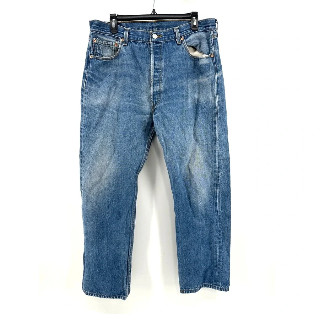 Vintage Levi 501 XX Original Fit Jeans Mens 38x33 Blue Straight Fit Whiskering
